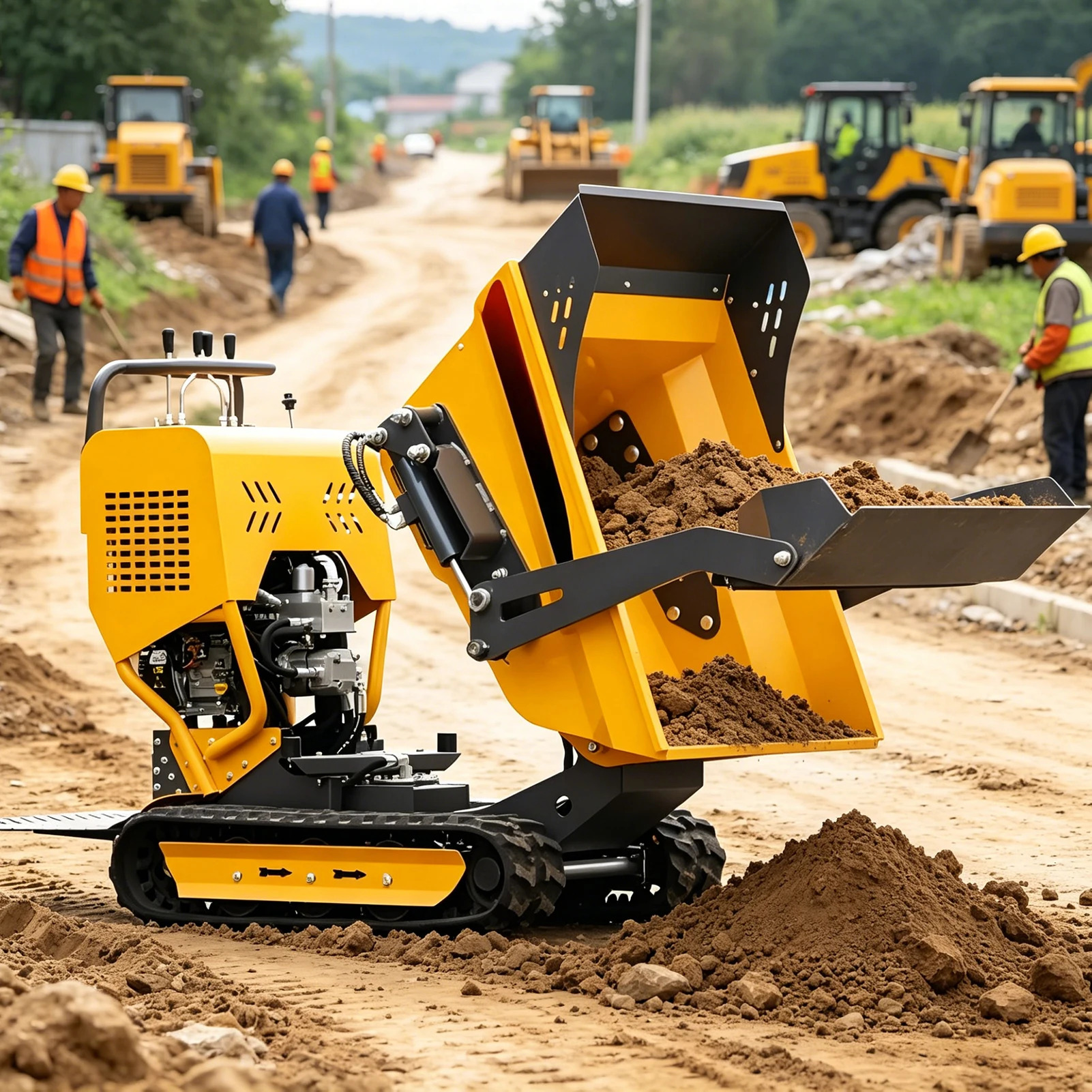 Mini Crawler Dumper Hydraulic Carrier Truck Self Loading Rubber Track Machine for Soil Sand Gravel Material Moving