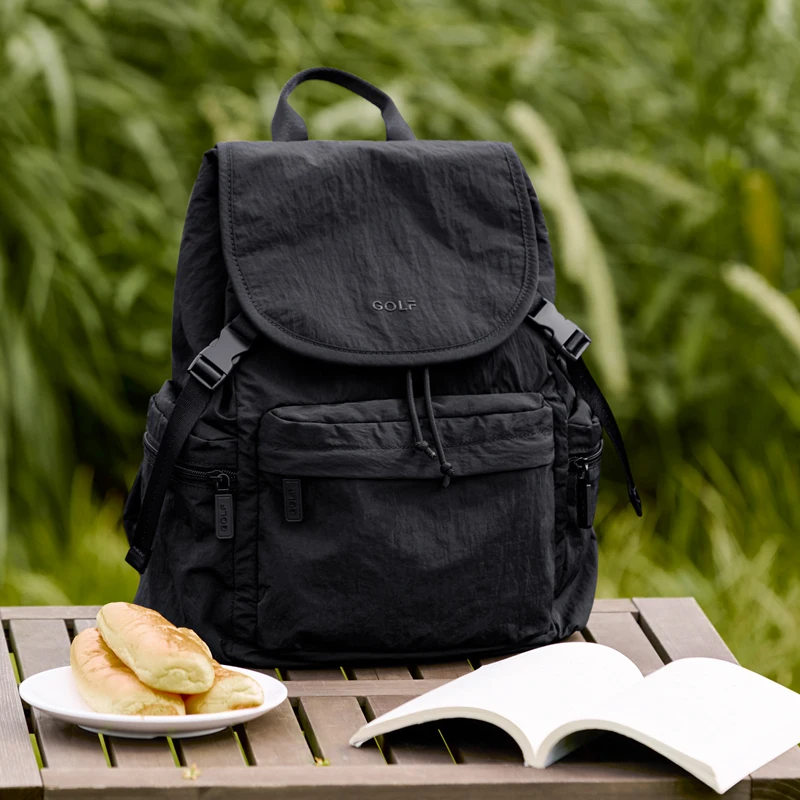 GOLF QUALITY Nylon Backpack for Women Waterproof Outdoor Travel College Student School Bag Suitable for 15-inch Laptop