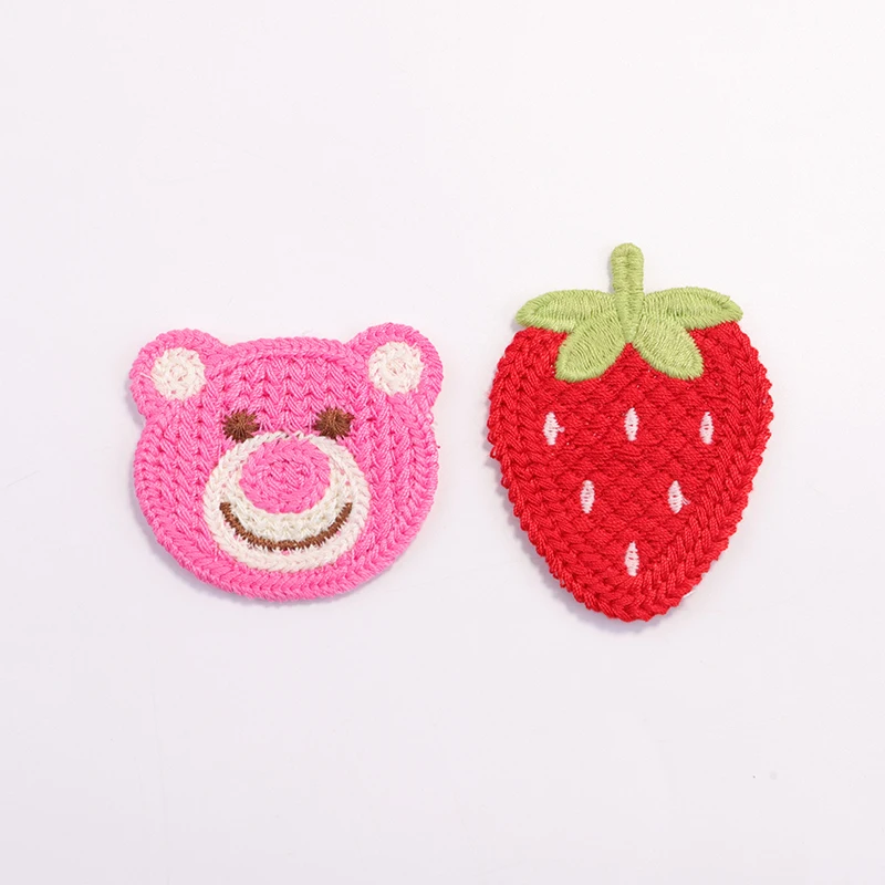 1pcs Cute Pink Bear and Strawberry Embroidery Cloth Patch Exquisite Clothing Decoration Applique  Embroidery Patch