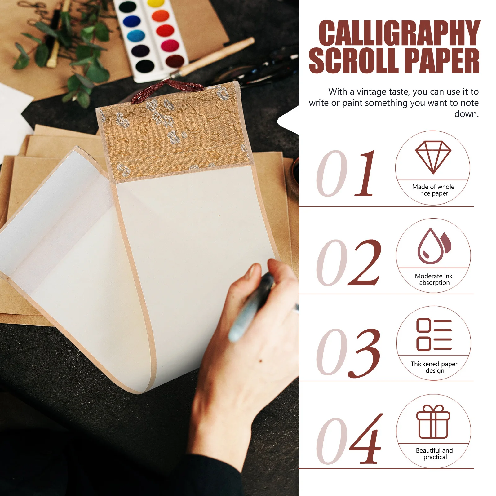 

1pc Blank Scroll For Chinese Painting Calligraphy Writing Rice Paper Art Craft Wall Decor Scroll Paper Sketchpad Artists