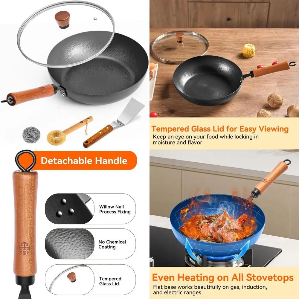 

Чугунная сковорода без покрытия со стеклянной крышкой и лопаткой для сковороды, сковорода с плоским дном 11 дюймов, подходит для индукции, газа и