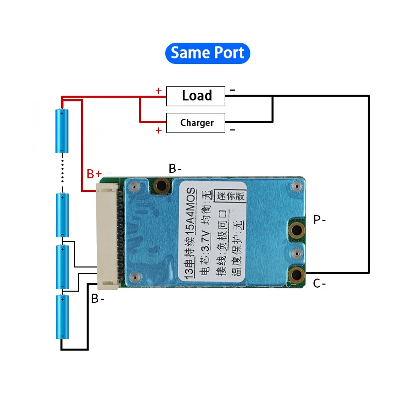 BMS 13S 48V 15A 20A 18650 Li-ion Lithium Battery Charge Protection Board Common/Separate Port 2-in-1 for Electric Vehicle Bike