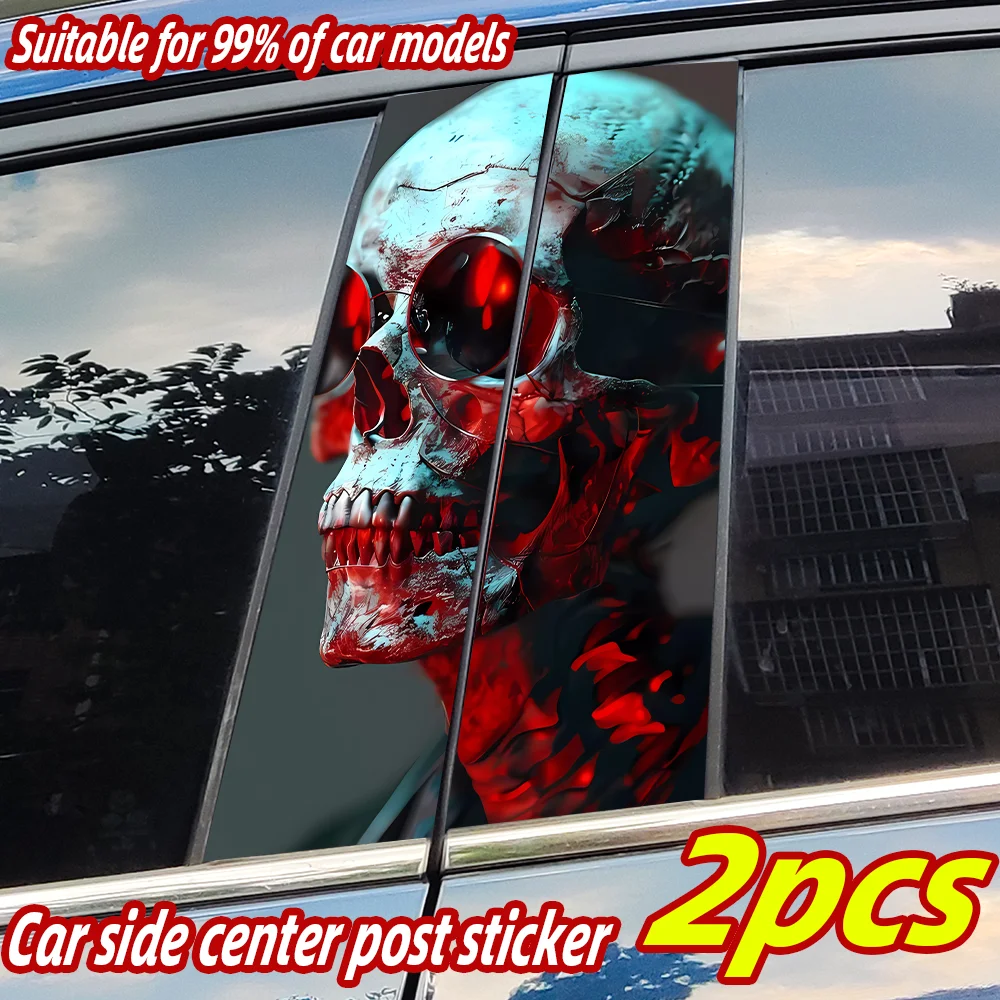 

Horror Skull Car Stickers Auto B-pillar Car Center Column Decor Cover Scratches Waterproof Sunscreen Vinyl Decals Accessories
