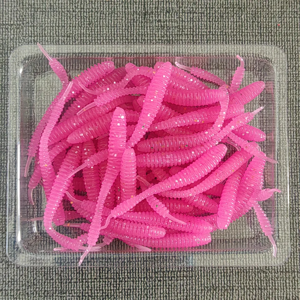 Mukun 50pcs Mini Ocean Rock Angeln Weich köder 0,15g/40mm Weich wurm Kunst köder Bass Silikon Köder Angel zubehör – Detail 9