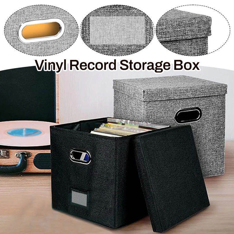 

Vinyl Record Storage Box for 12 LP Record Crate Storage Boxes with Lids 1pc Collapsible cover Home vinyl record organizer