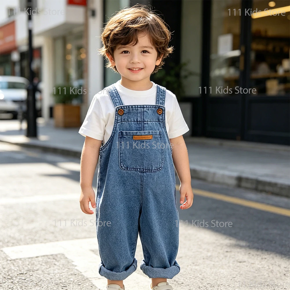 

Kids Overalls Denim Jumpsuits Summer Clothing Boys Girls Casual Pants Fashion Korean Style Trousers Toddler Outdoor Casual Pants