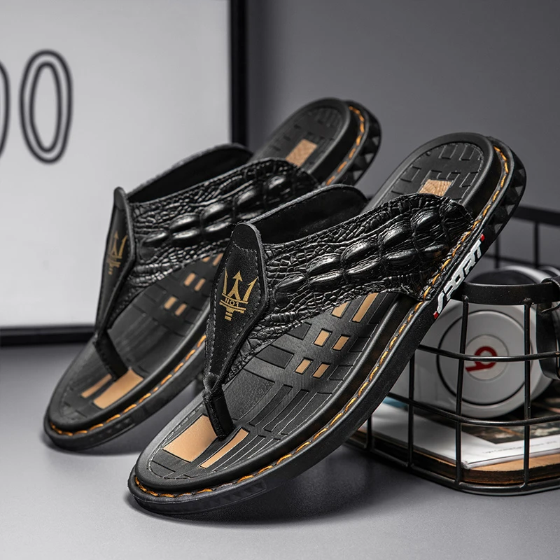 

Brand Men's Sandals Summer Soft soled Anti slip Beach Shoes Male Outdoor comfortable Men slippers Luxury High Quality sandalias