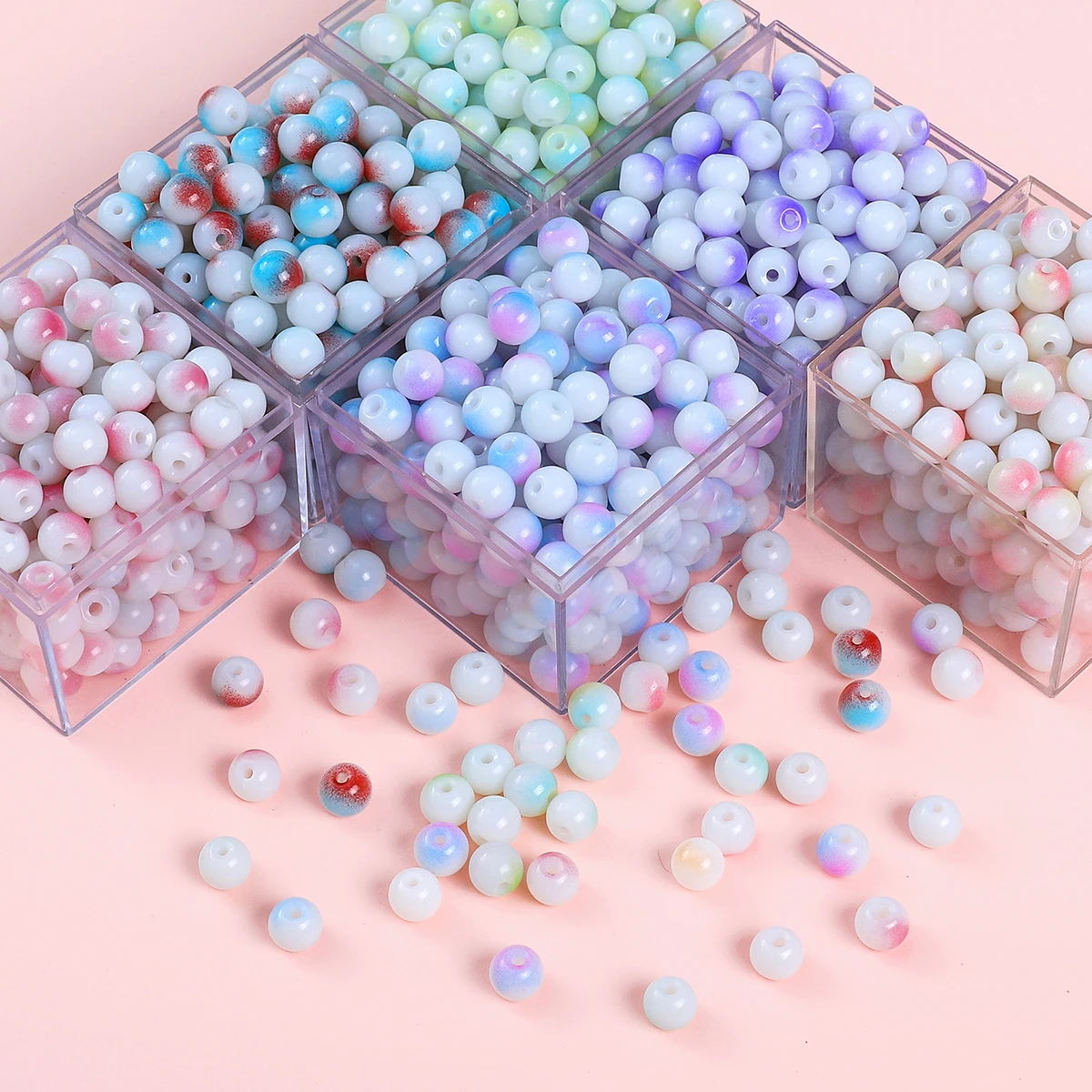 

8mm Glass Porcelain White Paint Round Beads For Jewelry Making DIY Bracelet Necklace Accessories Hole Diameter 1.5mm 50pcs