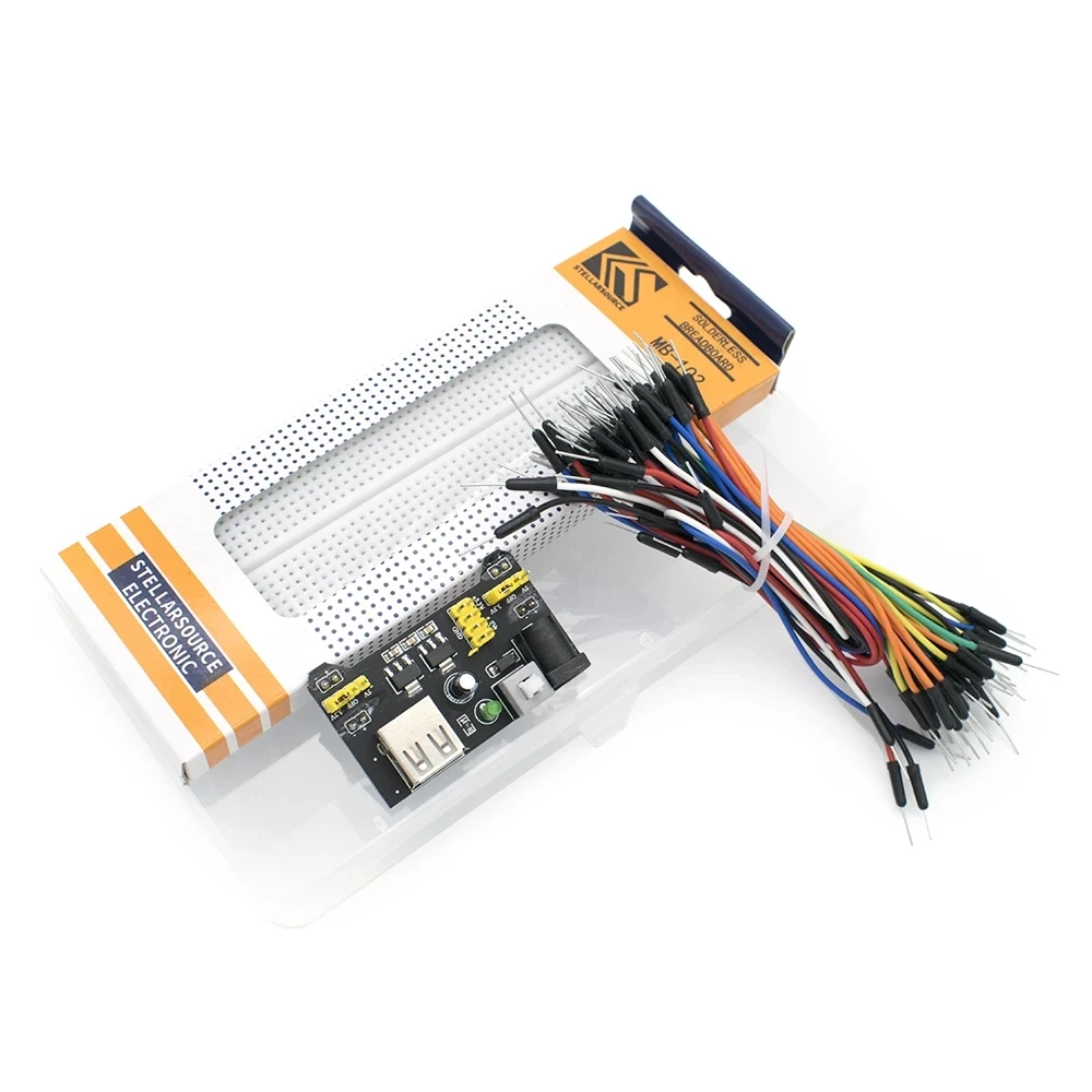 MB102 Breadboard Power Module Compatible with 3.3V 5V 65PCS Jumper Wires MB102 830 Breadboard Mb102 Breadboard Combination Kit