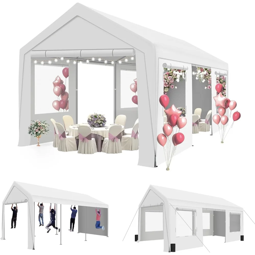 

10' x 20' Canopy Party Tent & Carport - Heavy Duty Outdoor Wedding Gazebo with 4 Sand Bags, Event Shelter Canopy for Outdoor Eve