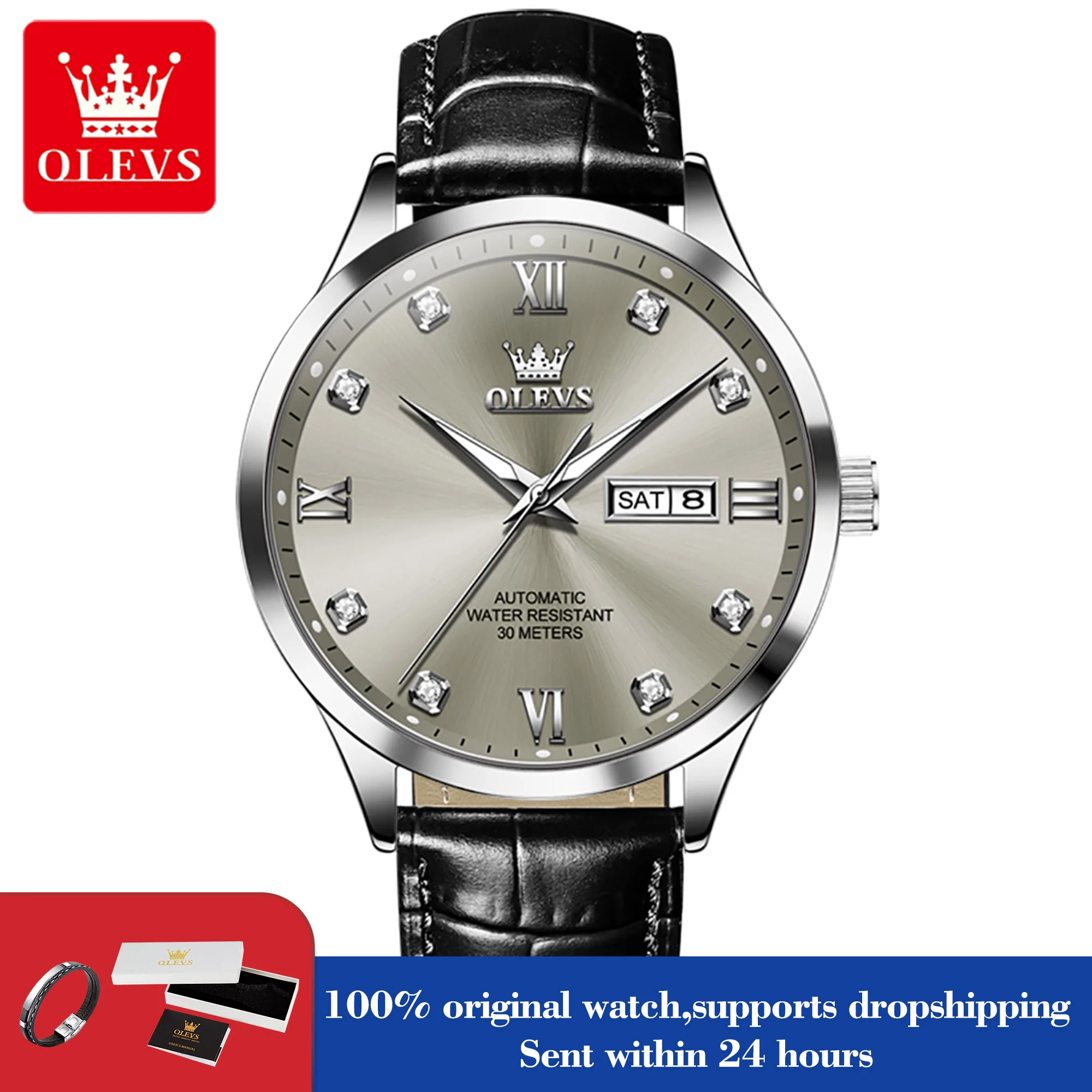 

OLEVS 9946 мужские часы классические модные водонепроницаемые мужские автоматические ручные часы лучший бренд двойной календарь механические часы для мужчин