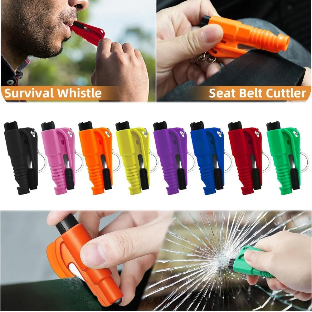 1PC Car Safety Emergency Escape Tools Car Seat Belt Cutter and Survival Whistle Window Breaker Key Chains Glass Breaker