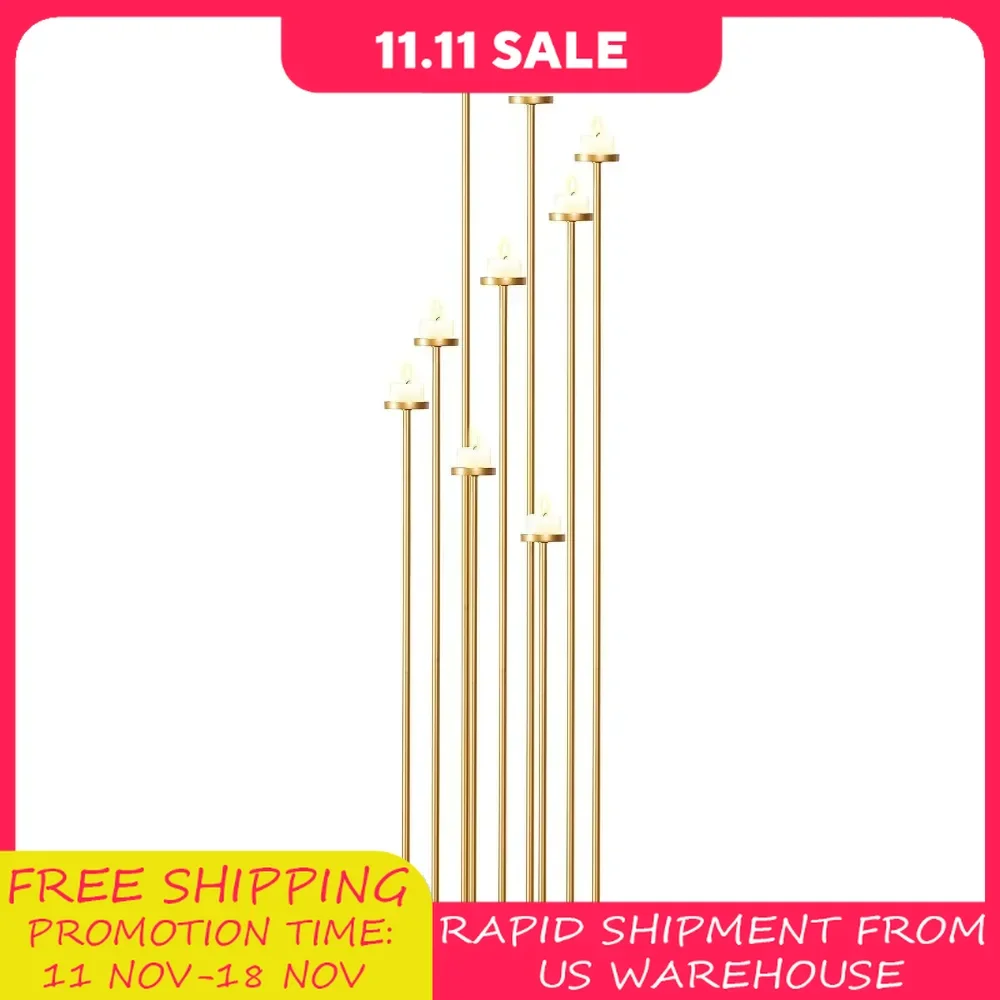 60'' Floor Candelabra Holder for 9 Arm Candlesticks,Tall Candle Holders for Wedding Centerpiece, Gold Metal Candle Stick