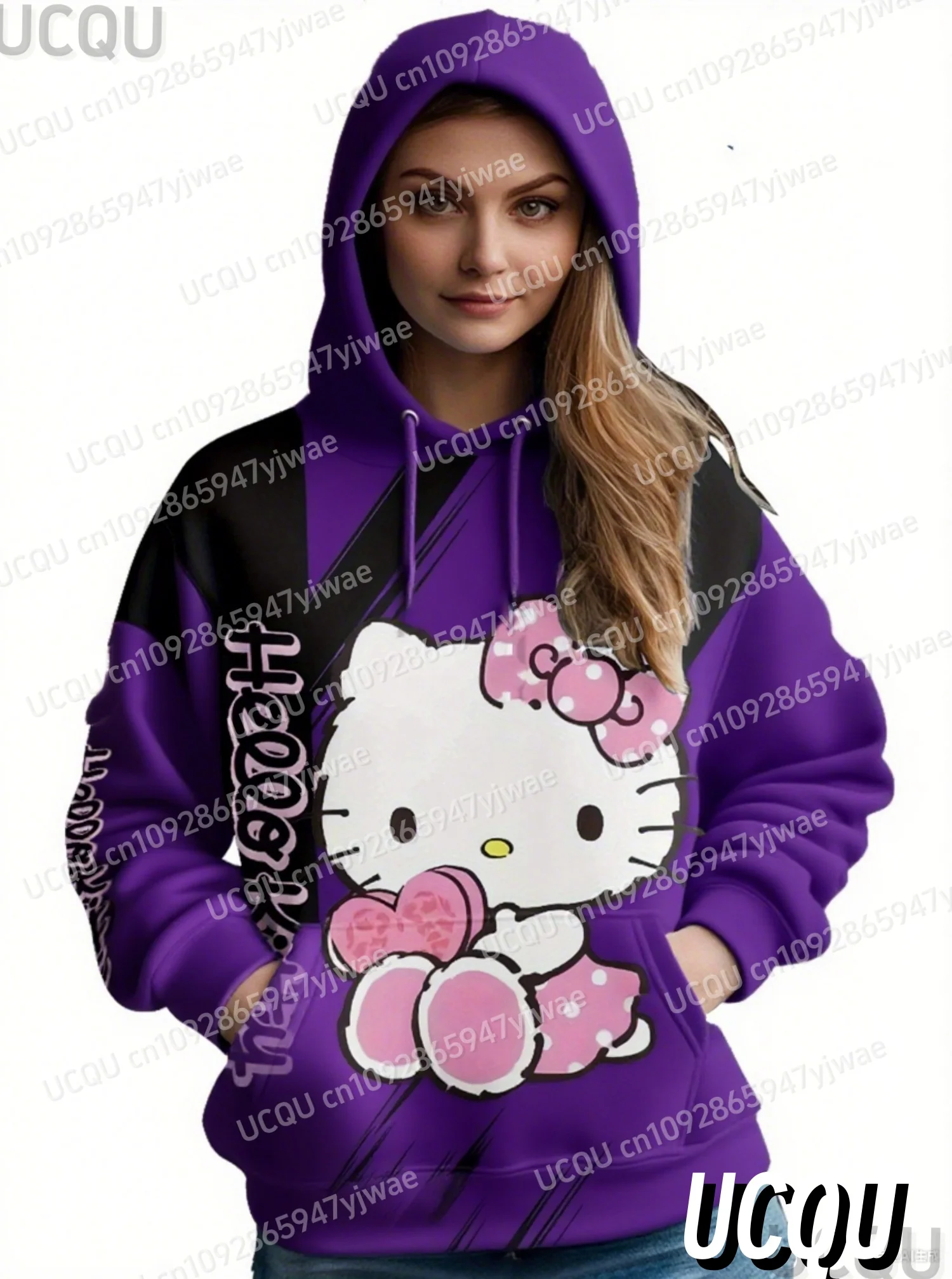 2025ผู้หญิง3D Hello Kitty Hooded Hoodieฤดูหนาวผู้หญิงHoodedกลางแจ้งAll-Match Hoodieหญิงสาวเสื้อผู้หญิงเสื้อผ้า