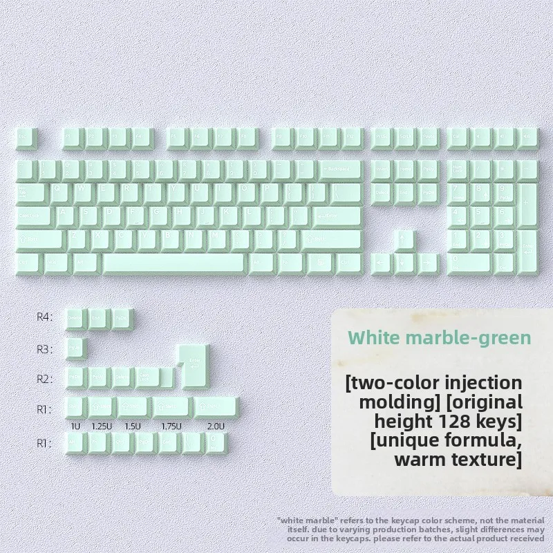White Jade Keycaps 128 Keys Cherry Profile Two-Tone ABS Full Set for Mechanical Keyboard