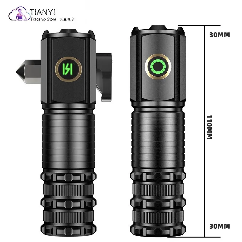 Multifunctional strong light outdoor waterproof night white light fixed focus with magnetic 18650 lithium battery flashlight