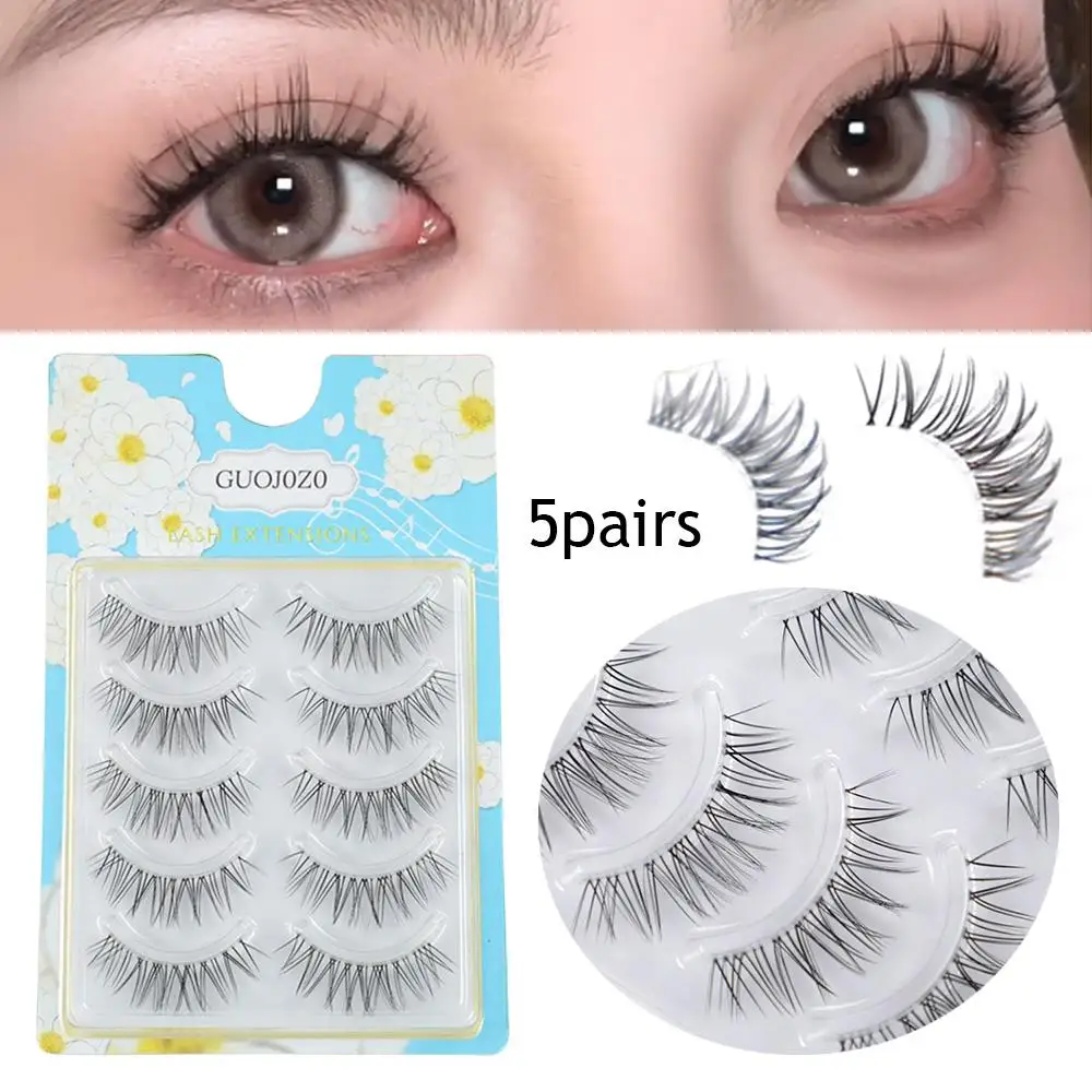 Natural  Little Devil Long Fairy Lash Extension Cute False Eyelashes Cross Curling Big Eyes Wispy Decor Daily Eye Makeup Lash