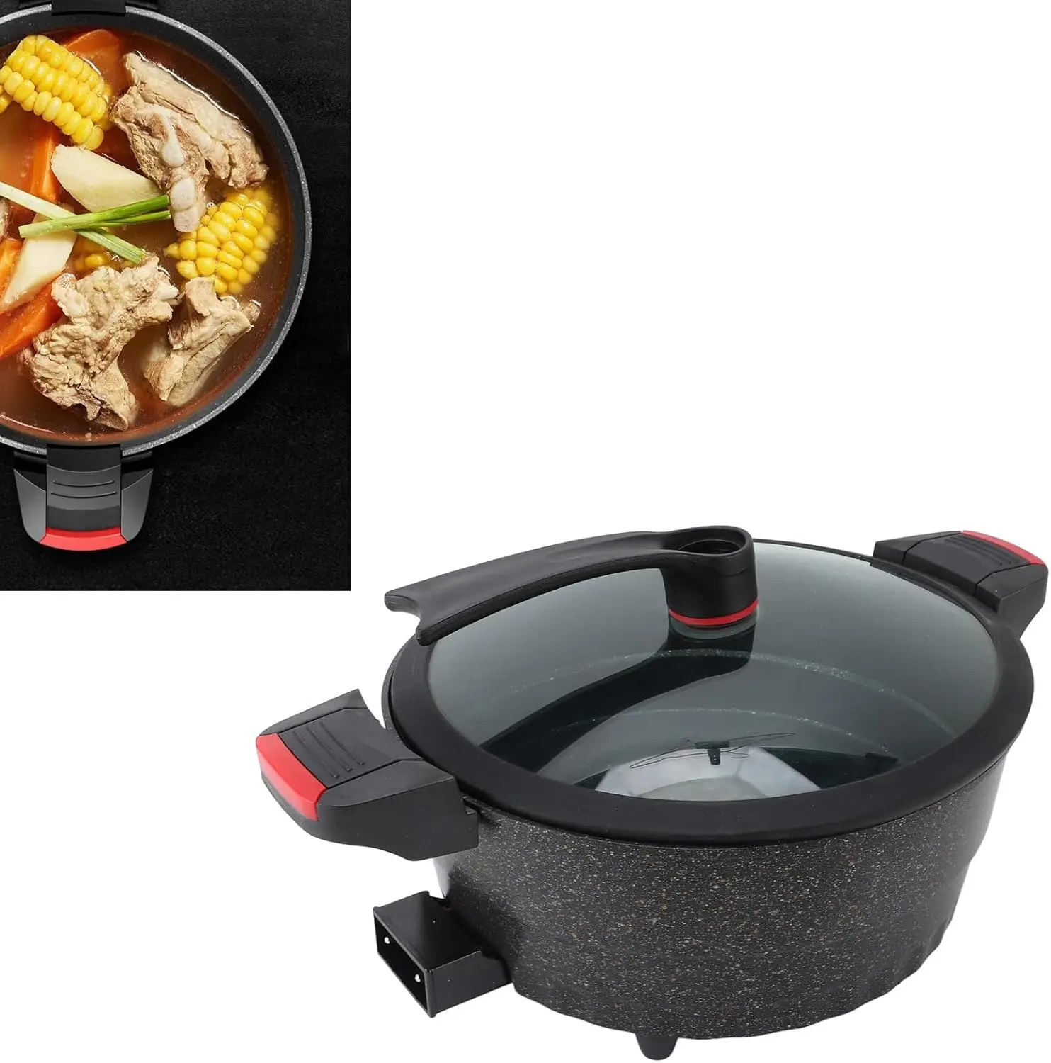 Pot, 1500W Hot Pot Electric Cooker with Steam Plate Nonstick Frying Skillet Steam Pot 5 Type Temp Control Multifunction Cooker f