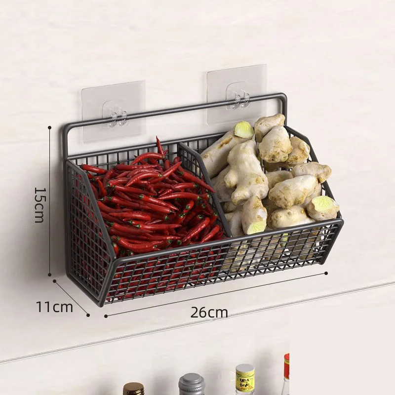 Prateleira de parede de cozinha para tempero e especiarias, Rack de armazenamento para cebola, Gginger, alho, legumes, batata, fruta, cesta de