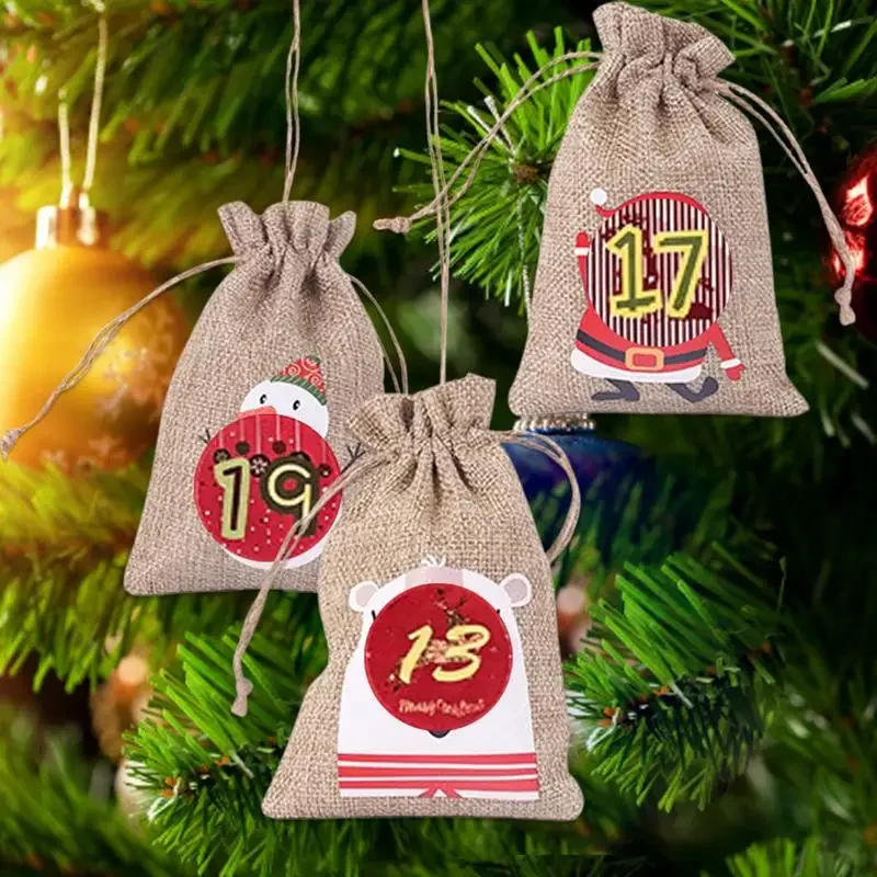 24 Stück DIY Weihnachten Advents kalender Geschenkt üten Frohe Weihnachten Dekor für Büroklammern Aufkleber Weihnachten Ornament Weihnachten Navidad