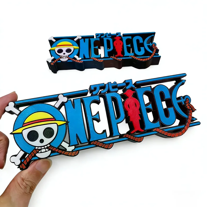 Neues Heißes 3D One Piece Strohhut Totenkopf-Logo 3D-Gedrucktes Stehendes Schild Anime Sammlerstück Ornament Heim- und Schreibtischdekoration für Anime-Fans
