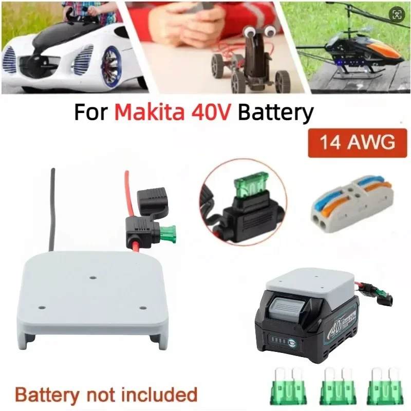 DIY Battery Power Wheels Adapter Connector for Makita 40V MAX XGT Lithium Battery with Switch 14 AWG for Power Wheels Upgrade