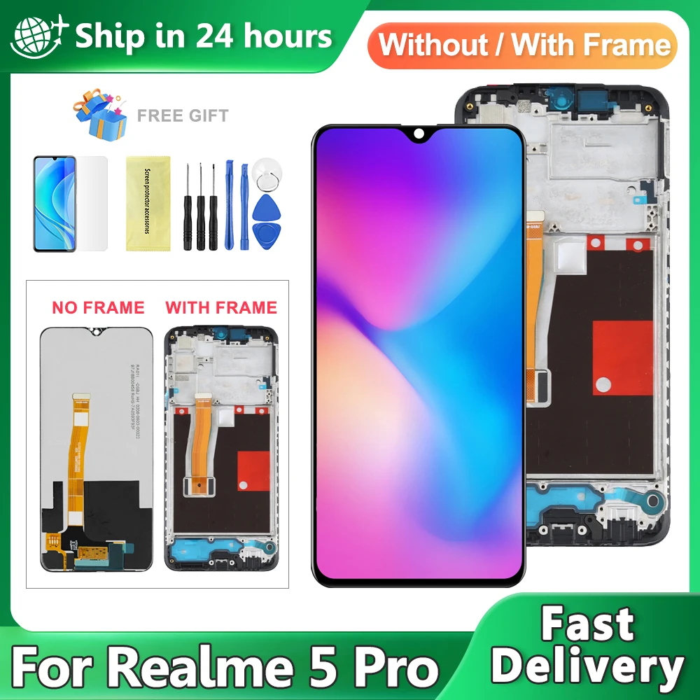 6.3'' AMOLED LCD For OPPO realme 5 Pro RMX1971 LCD Display Touch Screen Digitizer Assembly Replacement For realme 5 Pro Display