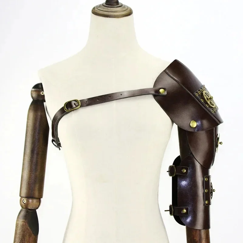 (#^.^#) 2026 New Steampunk Arm Guard Retro Gear Mechanical Medieval Cyberpunk Leather Shoulder Armor Archer Shield Pr →_→LOOK ME - view 5