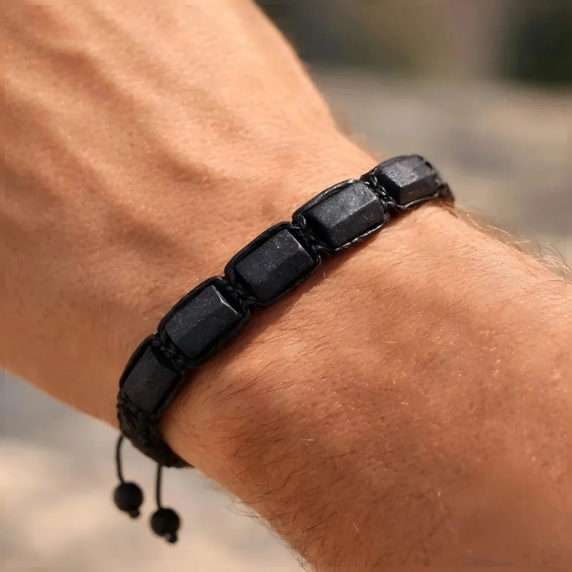 Schwarzes Turmalin-Armband Naturstein-Schmuck Personalisierte Armreifen Paar-Armbänder Herren-Armbänder Damen-Handaccessoires – Detail 17