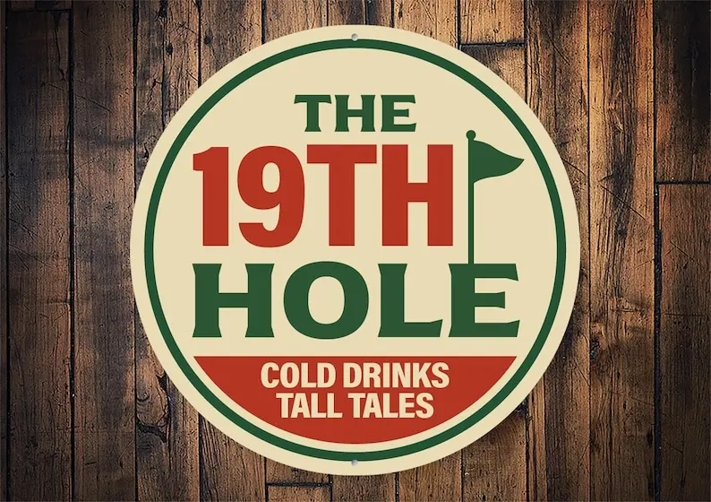 

19th Hole Metal Sign, Golf Bar Sign, Golf Cabin Decor, Golf Lover Gift, Golfer Man Cave, Bar Wall Sign, Bar Signs For Men