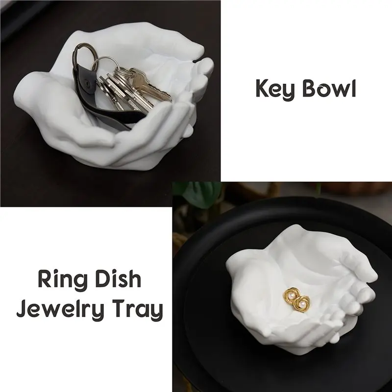1Pc Home Desktop Decorative Ornament Jewelry Plate Key Ring Plate Giving Hands Sculpture Crafts Decoration Multipurpose