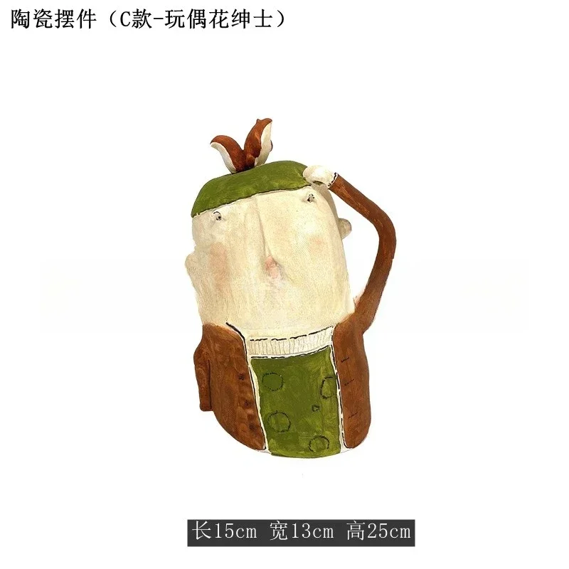 Creative ceramic sculpture cute doll ornament model room desktop art decoration