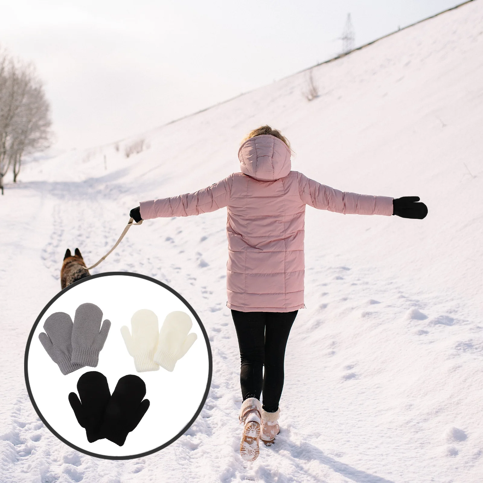 

3Pairs Thermal Gloves for Women Winter Warm Mittens Soft Comfortable Knit Design Touchscreen Compatible Outdoor Essential