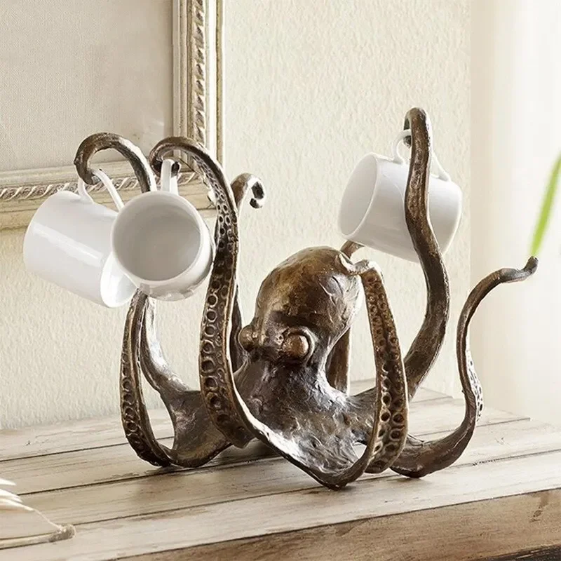 

Octopus Statue Resin Octopus Sculpture Crafts Octopus Mug Holder Fun Cast Cup Holder Jewelry Holder Desktop Home Decoration