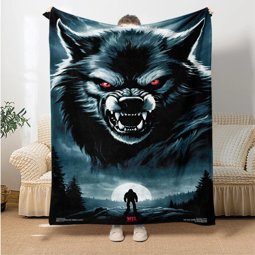 

Cartoon Wolf Soft Plush Blanket,Flannel Blanket Throw Blanket for Living Room Bedroom Bed Sofa Picnic Cover Bettdecke Throw