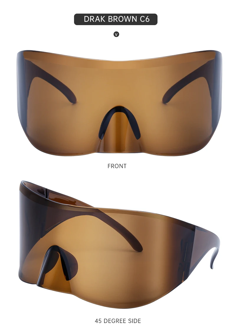Rechteckige Masken-Sonnenbrille für Damen und Herren 2026 Luxusmarken-Designer Punk Sonnenbrille Steampunk Y2k Übergroße Shield-Brille – Detail 18