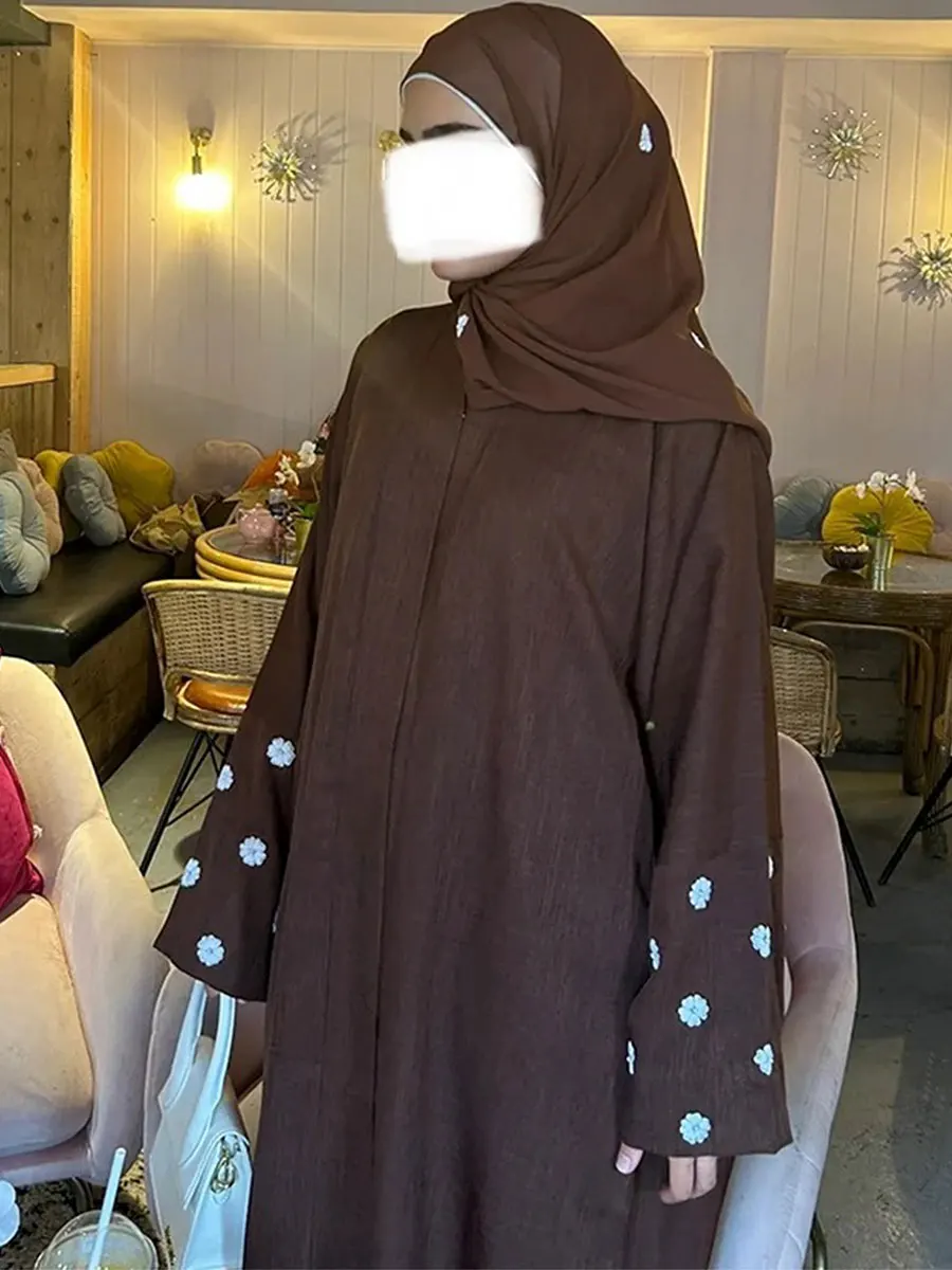 Cardigan con ricamo musulmano Duabai con cintura per donna elegante Casual allentato marocchino abito caftano saudita moda abbigliamento Abaya