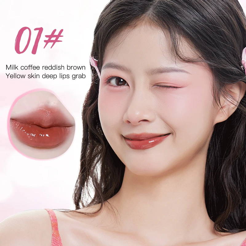 Life Girls 6 สี Mirror Water Lip Jelly Moisturizing สีติดทนนาน Lip Glaze แต่งหน้าลิปกลอส