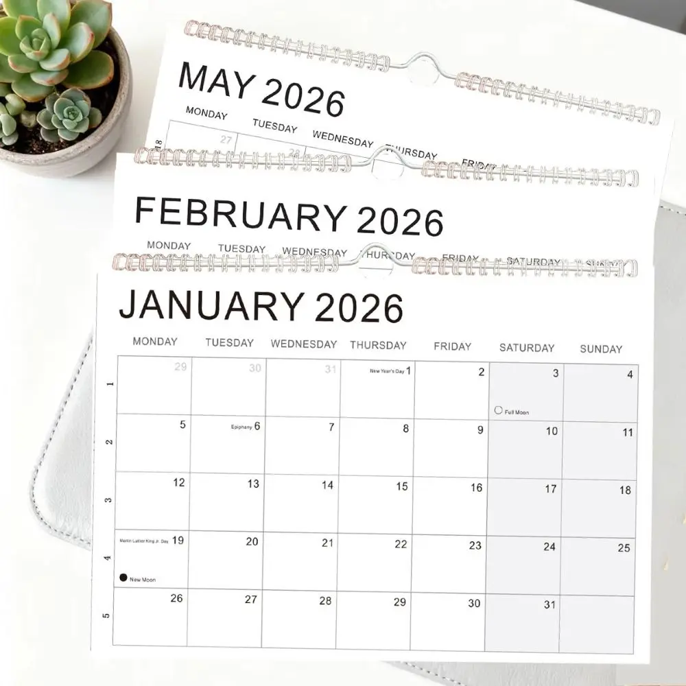 Nuevo enero 2026 - junio Calendario 2027 2026 de papel grueso con días festivos marcados, calendario de pared colorido para estudio diario, calendario en inglés para oficina