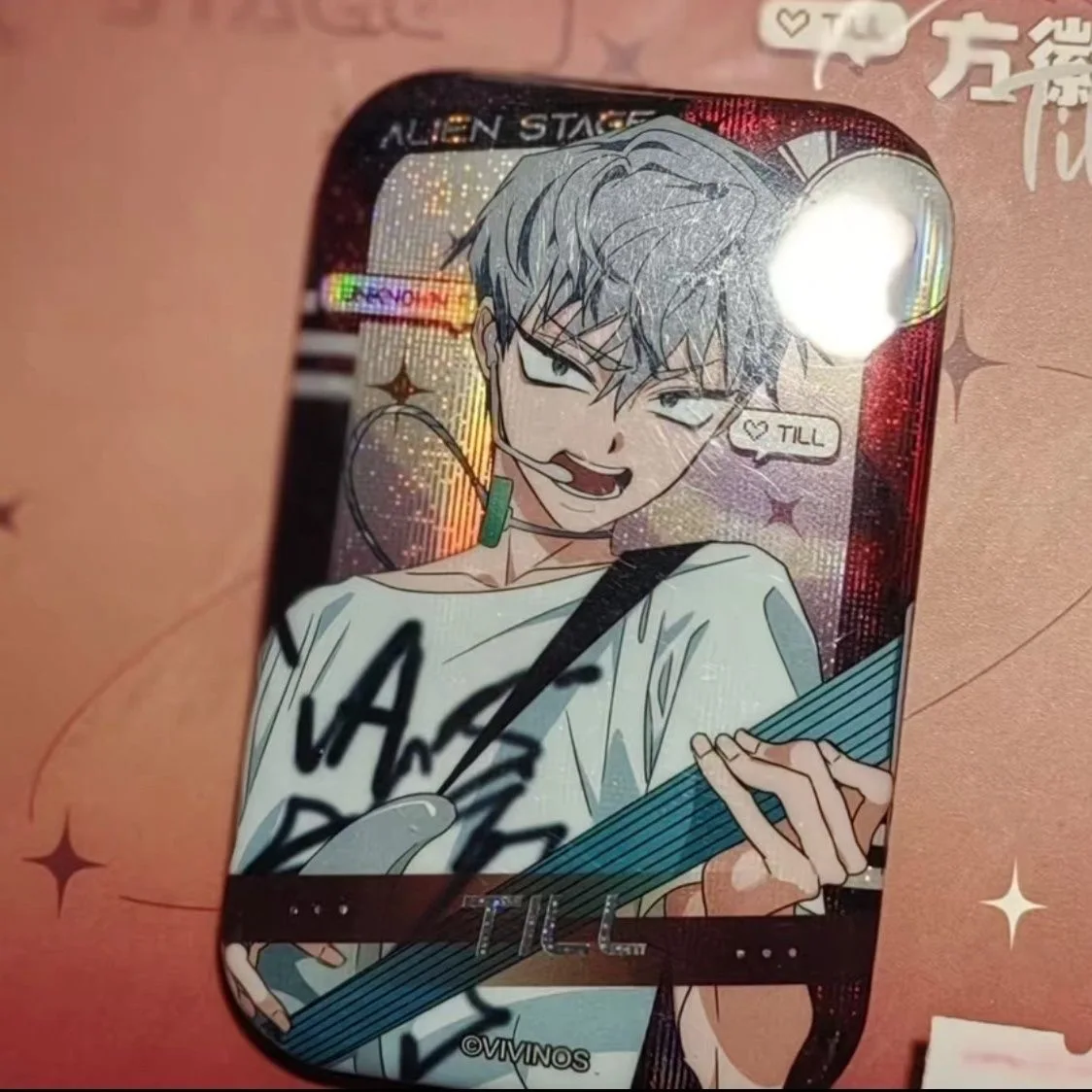 شريط مربع مزدوج وامض من Alien Stage Anime، شريط شارة مستطيل مزدوج وامض من بلاط ivan، إعطاء هدايا محلي الصنع