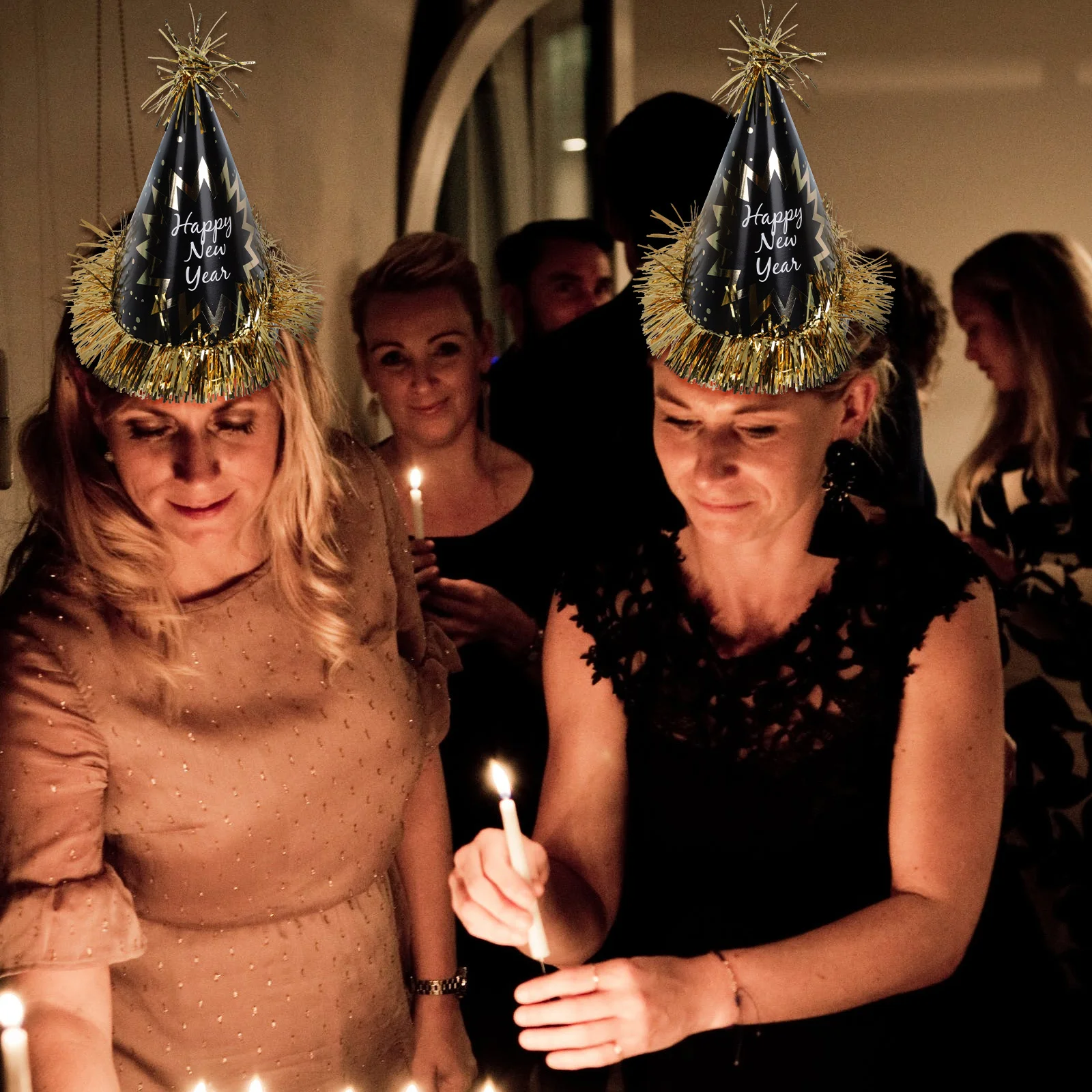 

1Set New Year Themed Prop Decor Lightweight Easy Carry Use Festival Party Supply Bead Chains Headdress New Year Party Supply