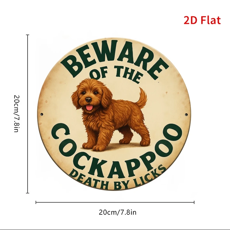 1pc Beware of the Cockappoo Dog Warning Sign - Funny Cocker Spaniel-like Breed Metal-Like Iron Decoration, 7.87x7.87 Inch (20x20