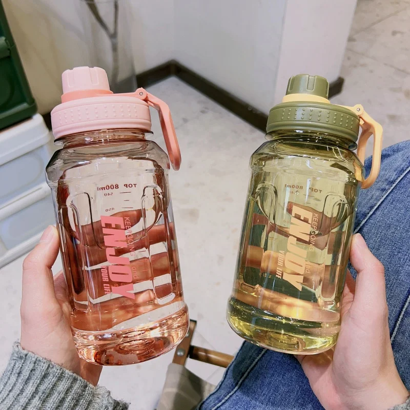Summer Space Cup  Simple Solid Color  Large-capacity Water Cup  Student Sports Water Bottle  Outdoor Fitness Water Bottle