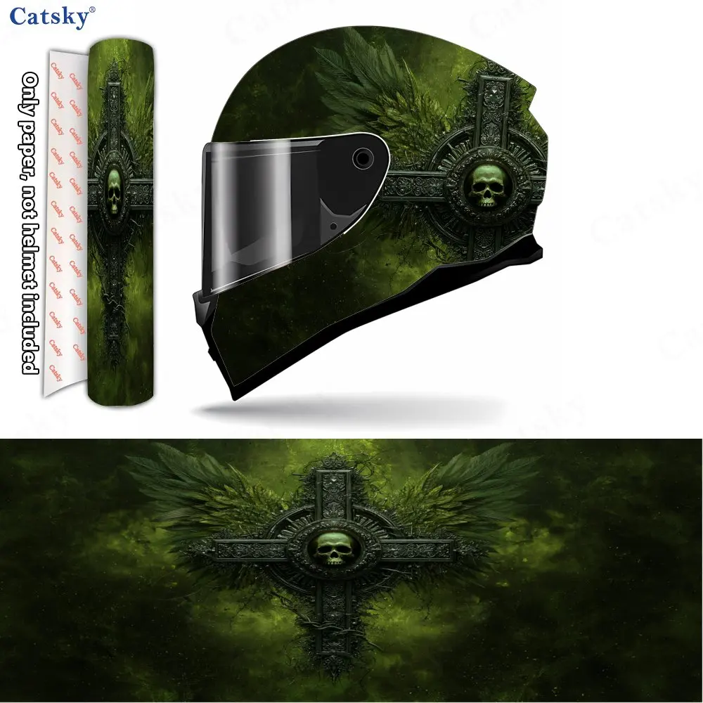 Fantastic Skull-adorned Cross Print Helmet stickers , PVC Material Multifunctional Helmet Stickers, Scratch-Resistant & Fade-Pro