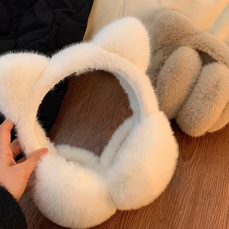 

Earmuffs Faux Fur Ear Muffs Cat Ear Earmuff Thermal Thicken Winter Ear Cover Windproof Keep Warm Plush Earflap Outdoor