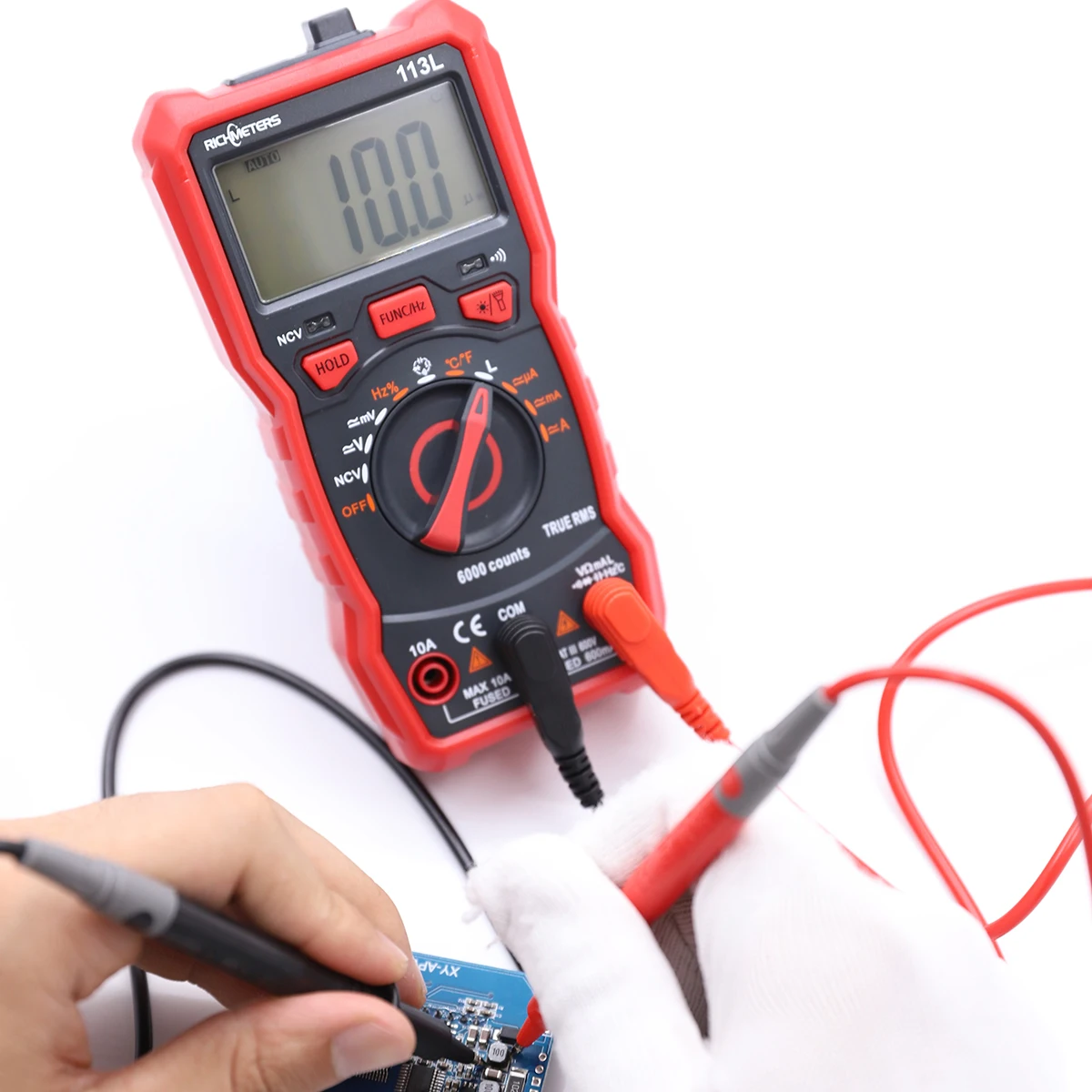RICHMETERS RM113L NCV indukcyjność multimetr cyfrowy 6000Counts automatyczny zakres AC/DC miernik napięcia prądu lampa błyskowa