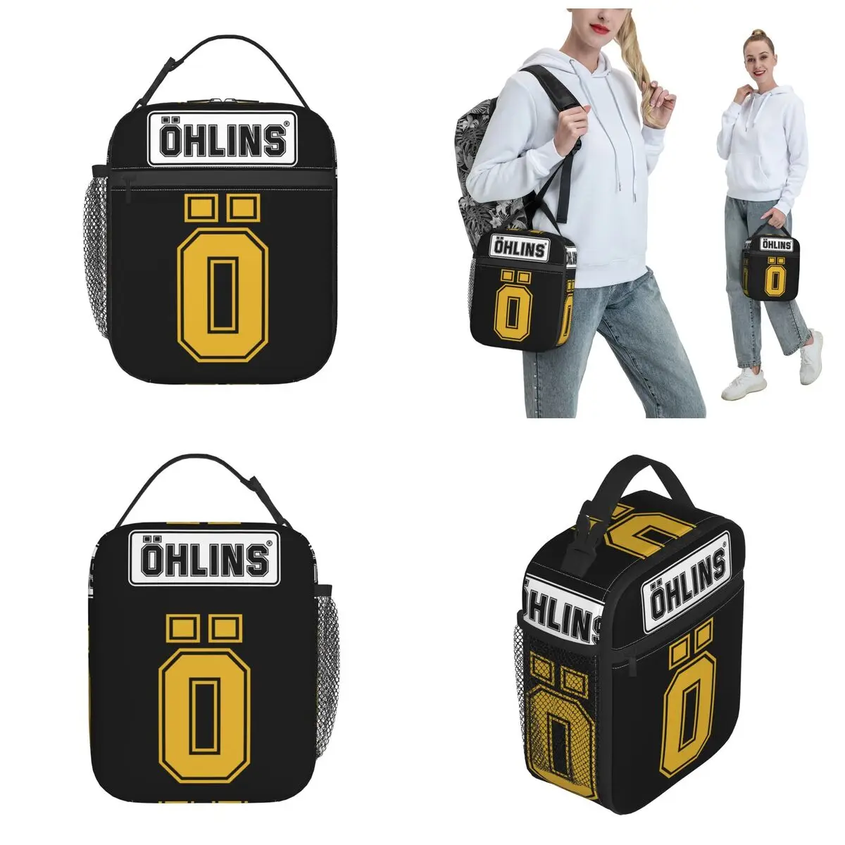 Ohlins Suspension Car Motorcycle Sport Racing Insulated Lunch Bag Shock Ohlins RXF34 M.2 Food Container Thermal Cooler Lunch Box