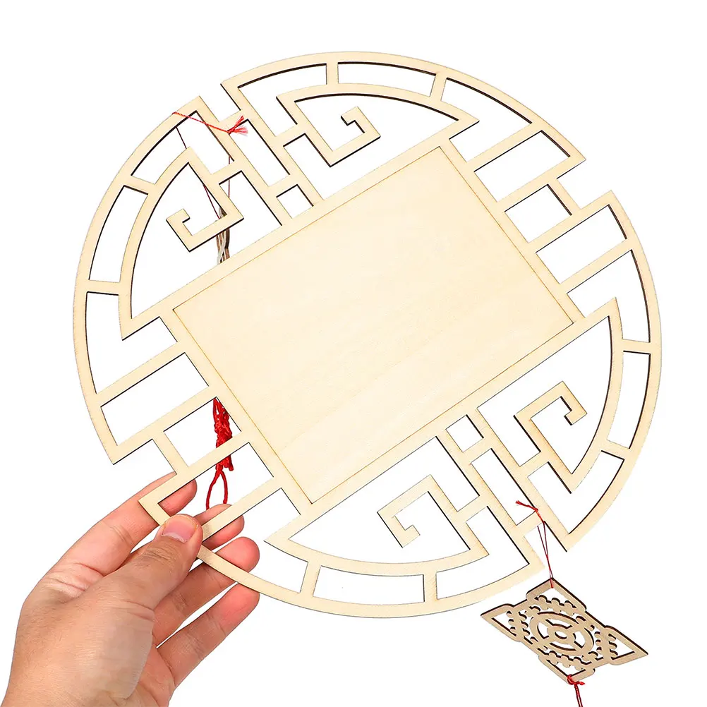 

2Pcs Wooden Chinese Style Hanging Pendants Ancient DIY Craft Kit Kids Painting Ornaments for Classroom Wall Decoration