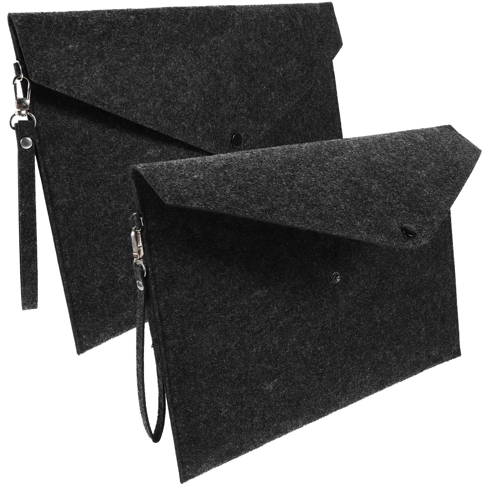 

2pcs Button Felt Document Storage Bags Thick File Folders Office Supplies File Organizer Snap Button Pouches Document