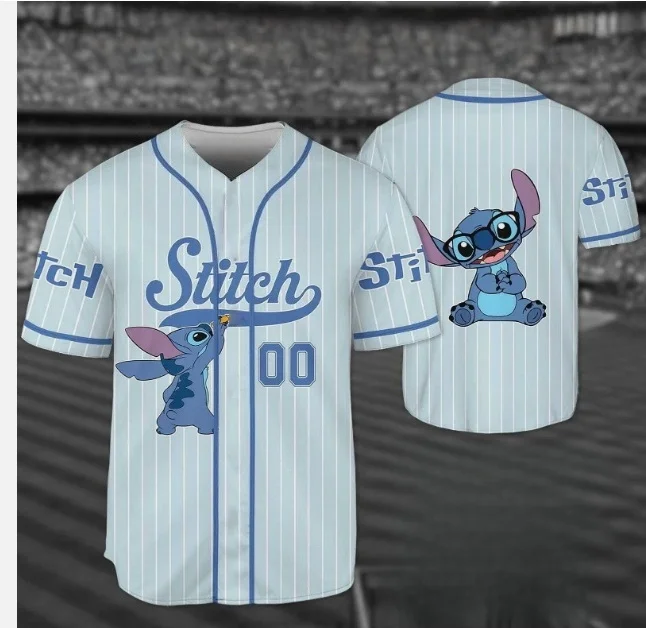 

Бейсбольная куртка Disney Stitch для пар с игривым принтом и цветными блоками, модный повседневный спортивный топ